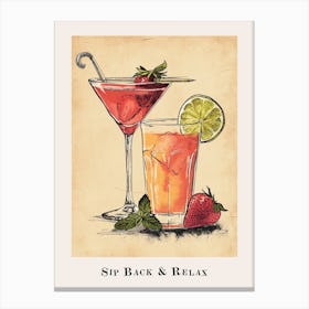 Sip Back & Relax Tile Poster 3 Canvas Print