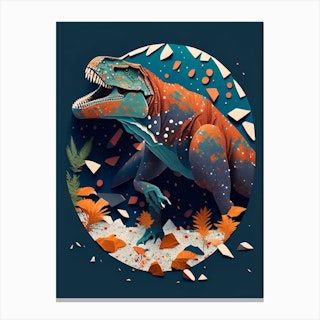 Tyrannosaurus Terrazzo Style Dinosaur Canvas Print