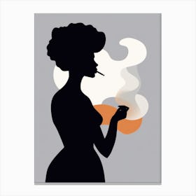 Silhouette Of A Woman Smoking Canvas Print