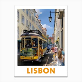 Tram in Lisbon. (with border) Canvas Print