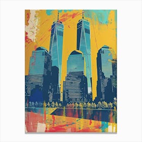 World Trade Center Memorial New York Colourful Silkscreen Illustration 4png Canvas Print