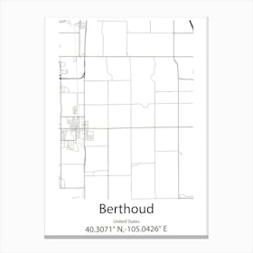 Berthoud,United States Minimalist Map Canvas Print