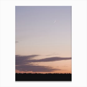 Crescent Moon Sunset Canvas Print