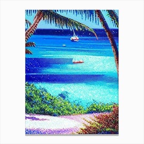 Barbados Pointillism Style Tropical Destination Canvas Print