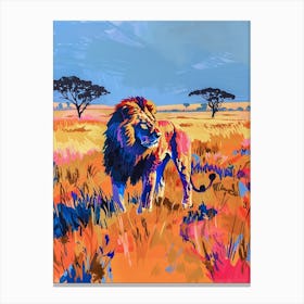 Southwest African Lion Hunting In The Savannah Fauvist Painting 3 Canvas Print
