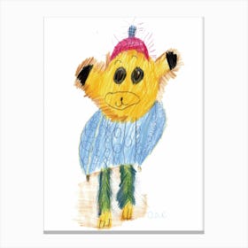 Fluffy Bear drawn by Little Artist O.D.R Canvas Print