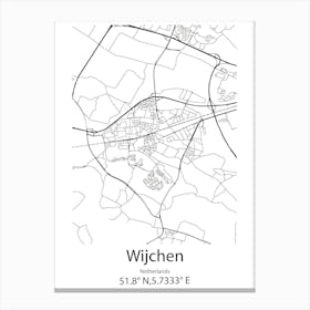 Wijchen,Netherlands Minimalist Map Canvas Print