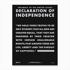Declaration Of Independence Preamble Canvas Print