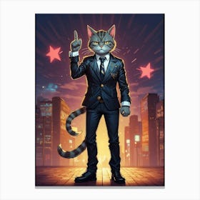 Cat In Business Suit Canvas Print