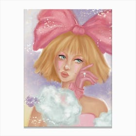 Girl With A Pink Bow Canvas Print