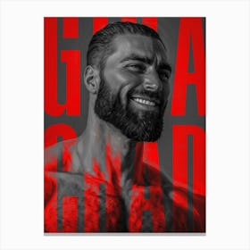 Chad Meme Art Black and White Red Bodybuilding Typography Canvas Print