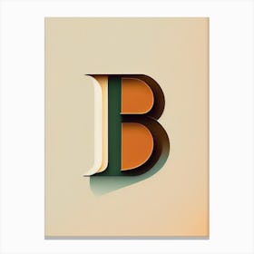 B, Letter, Alphabet Retro Minimal 10 Canvas Print