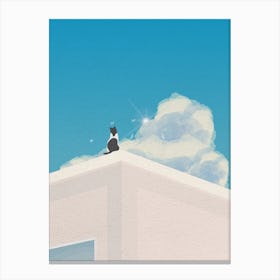 Minimal art Cat On The Corner Roof Canvas Print
