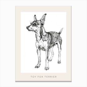 Toy Fox Terrier Dog Line Sketch 3 Poster Canvas Print