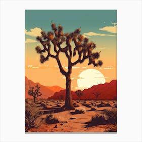  Retro Illustration Of A Joshua Tree At Dusk 5 Canvas Print