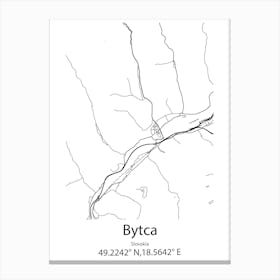 Bytca,Slovakia Minimalist Map Canvas Print