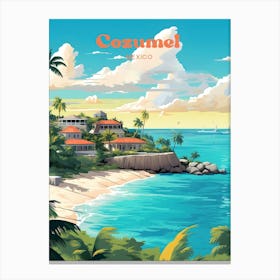Cozumel Mexico Seaside Modern Travel Illustration Canvas Print