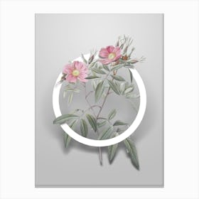 Vintage Pink Swamp Roses Minimalist Botanical Geometric Circle on Soft Gray n.0114 Canvas Print