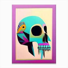 Skull With Bird Motifs Colourful Paul Klee Canvas Print