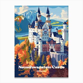 Neuschwanstein Castle Bavaria Digital Travel Illustration Toile