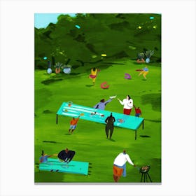 Outdoor BBQ With The Family In Summer Canvas Print