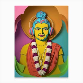 Buddha With Headphones 1 Canvas Print