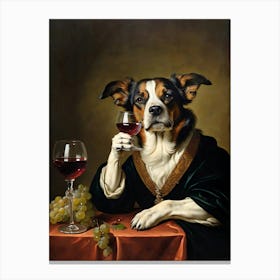 Dog With Wine Glass Canvas Print