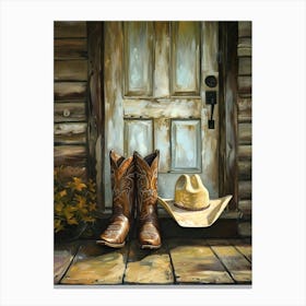 Cowboy Boots And Hat Canvas Print