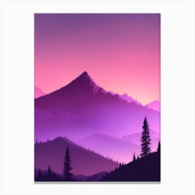 Misty Mountains Vertical Composition In Purple Tone Canvas Print