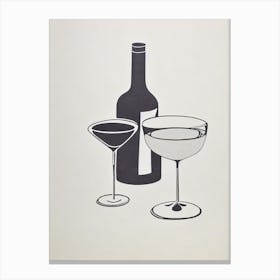 Corpse Reviver 2 Picasso Line Drawing Cocktail Poster Canvas Print