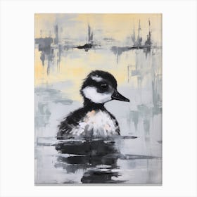 Duckling Swimming In The River 1 Canvas Print