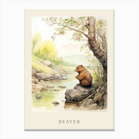 Beatrix Potter Inspired  Animal Watercolour Beaver 3 Canvas Print