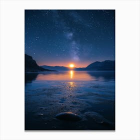 Night Sky Over Lake 24 Canvas Print