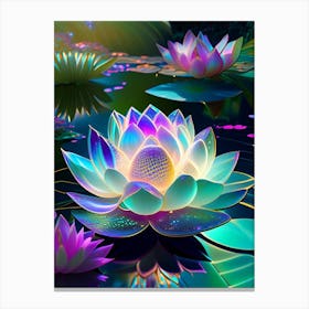 Lotus Flower In Garden Holographic 6 Canvas Print
