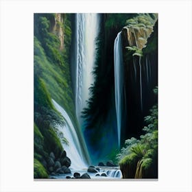 Karawau Gorge Waterfalls, New Zealand Peaceful Oil Art  Canvas Print