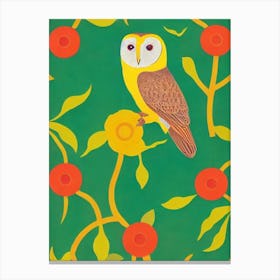 Barn Owl Midcentury Illustration Bird Canvas Print