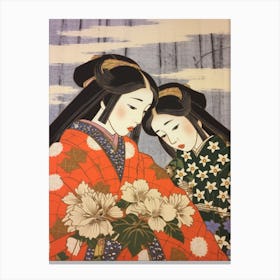 Yukiyanagi Snowdrop Vintage Botanical Woodblock Canvas Print