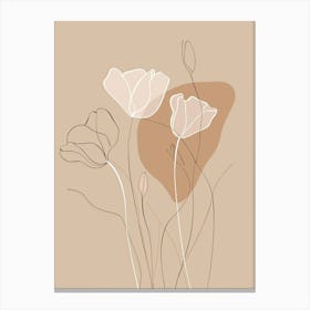 Paris Botanical Garden Boho Line Art Canvas Print