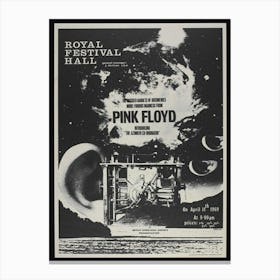 Pink Floyd Royal Festival Hall 1969 Mini Concert Poster Canvas Print