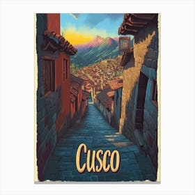 Aihrgdesign A Retro Travel Poster For Cusco Featuring The Anc C8ce6d25 2ade 43ca 97ac A0c34418a0a7 1 Canvas Print