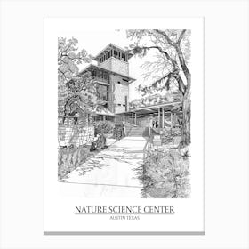 Nature Science Center Austin Texas Black And White Drawing 3 Poster Canvas Print