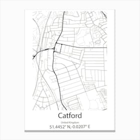 Catford,United Kingdom Minimalist Map Stampe su tela