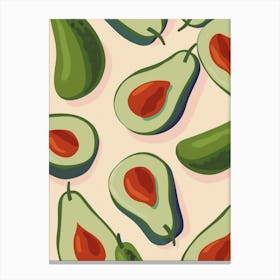 Avocado Pattern Illustration 3 Canvas Print