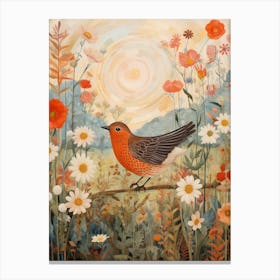 Robin 4 Detailed Bird Painting Canvas Print