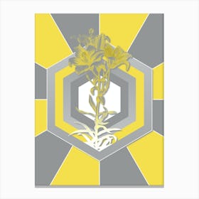 Vintage Fire Lily Botanical Geometric Art in Yellow and Gray n.339 Canvas Print