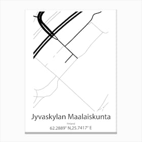 Jyvaskylan Maalaiskunta,Finland Minimalist Map Canvas Print