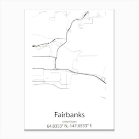 Fairbanks,United States Minimalist Map Canvas Print