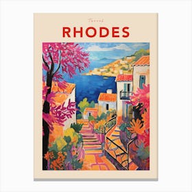 Rhodes Greece 4 Fauvist Travel Poster Canvas Print