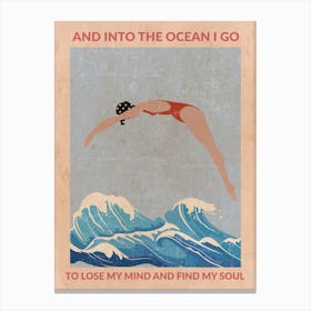 Into The Ocean I Go (Red) Canvas Print