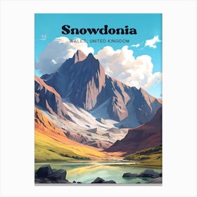 Snowdonia Wales United Kingdom Mountain Modern Travel Illustration Canvas Print